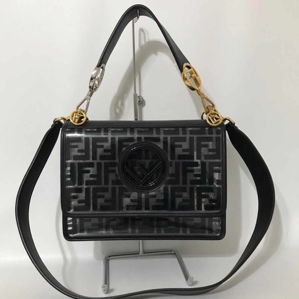 Authentic Fendi PVC Kan I F Bag Black
